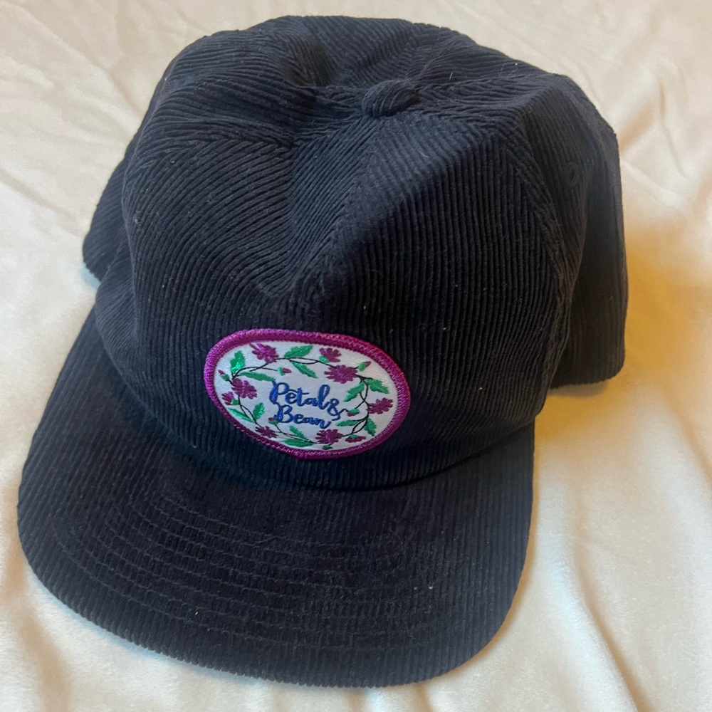 Black Corduroy Patch Cap